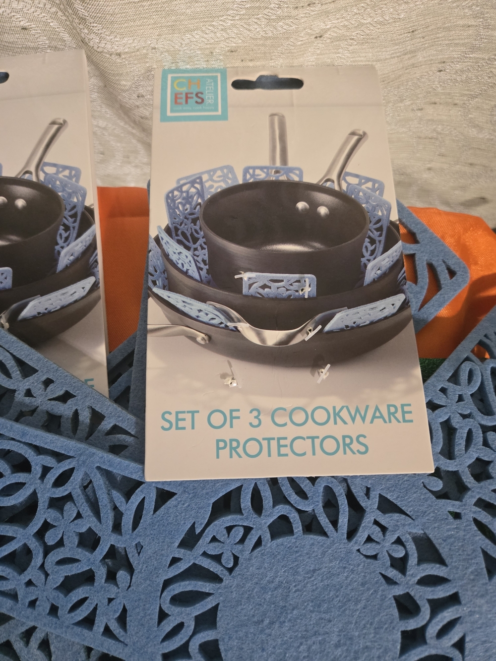 CH&EFs Blue Felt Cookware Protectors - Set of 3
